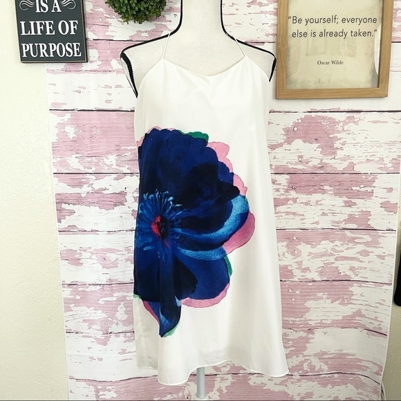 CYNTHIA STEFFE Women’s White Floral Print Sleeveless Halter Dress size 8 - Picture 2 of 7